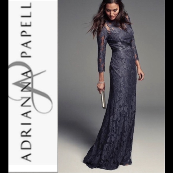 Adrianna Papell Dresses & Skirts - 🇺🇸 Adrianna Papell 3/4 Sleeve Lace Evening Gown